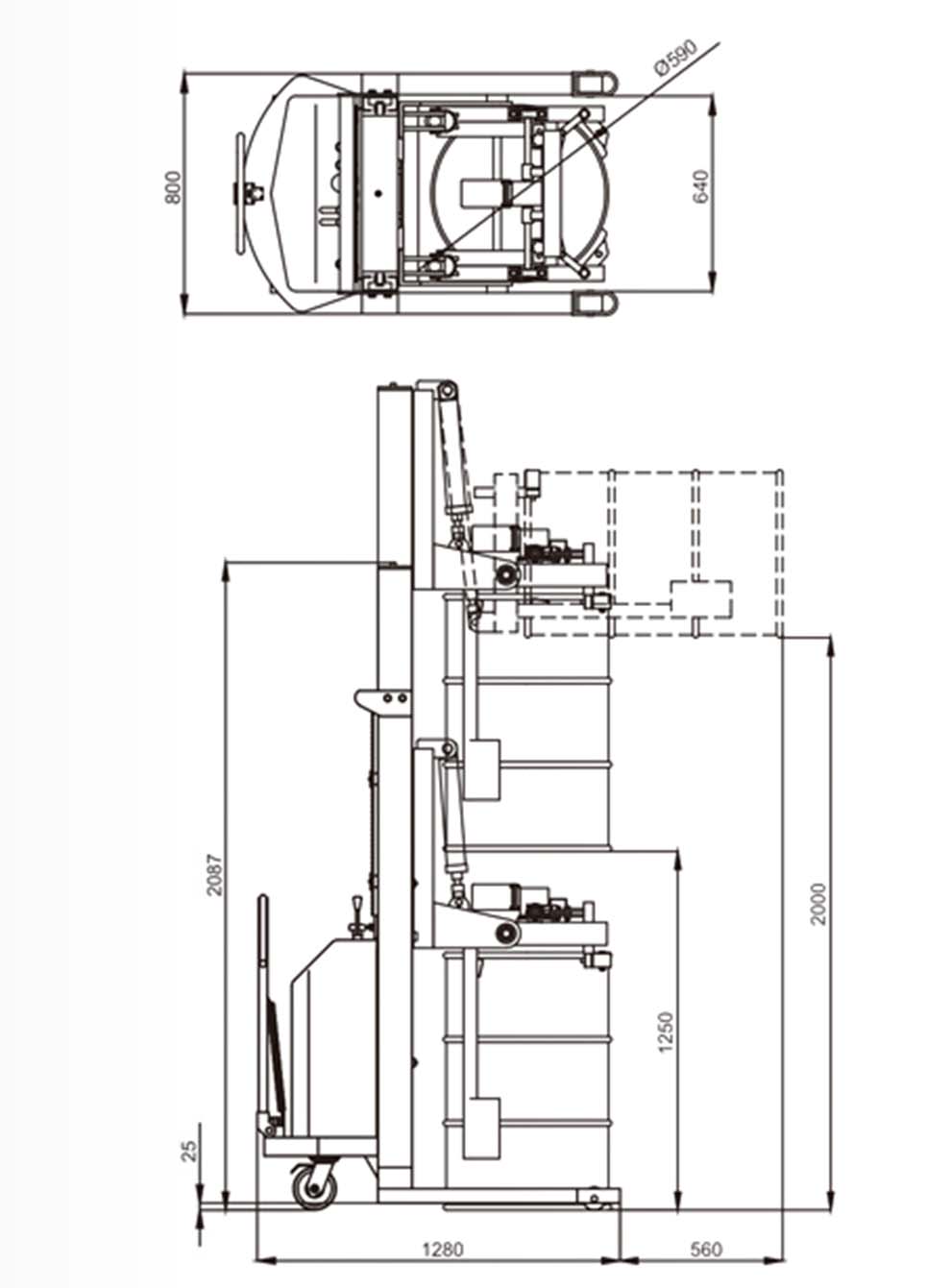 YL350 semi-electric drum stacker